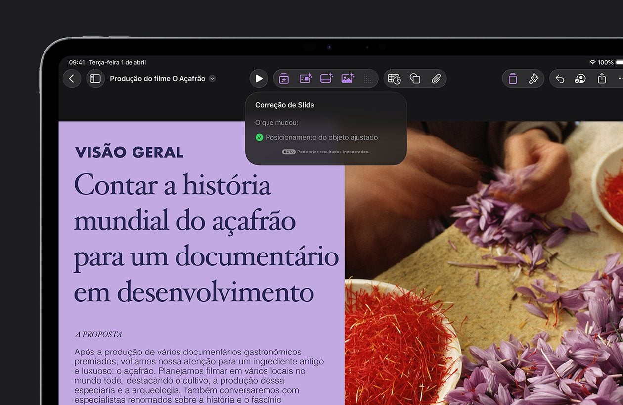 Como corrigir um slide do Keynote com o Apple Creator Studio