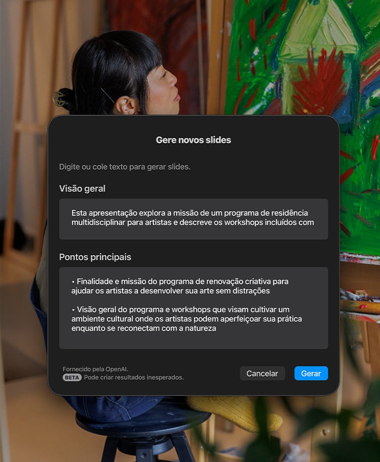 Como gerar uma apresentação do Keynote com o Apple Creator Studio